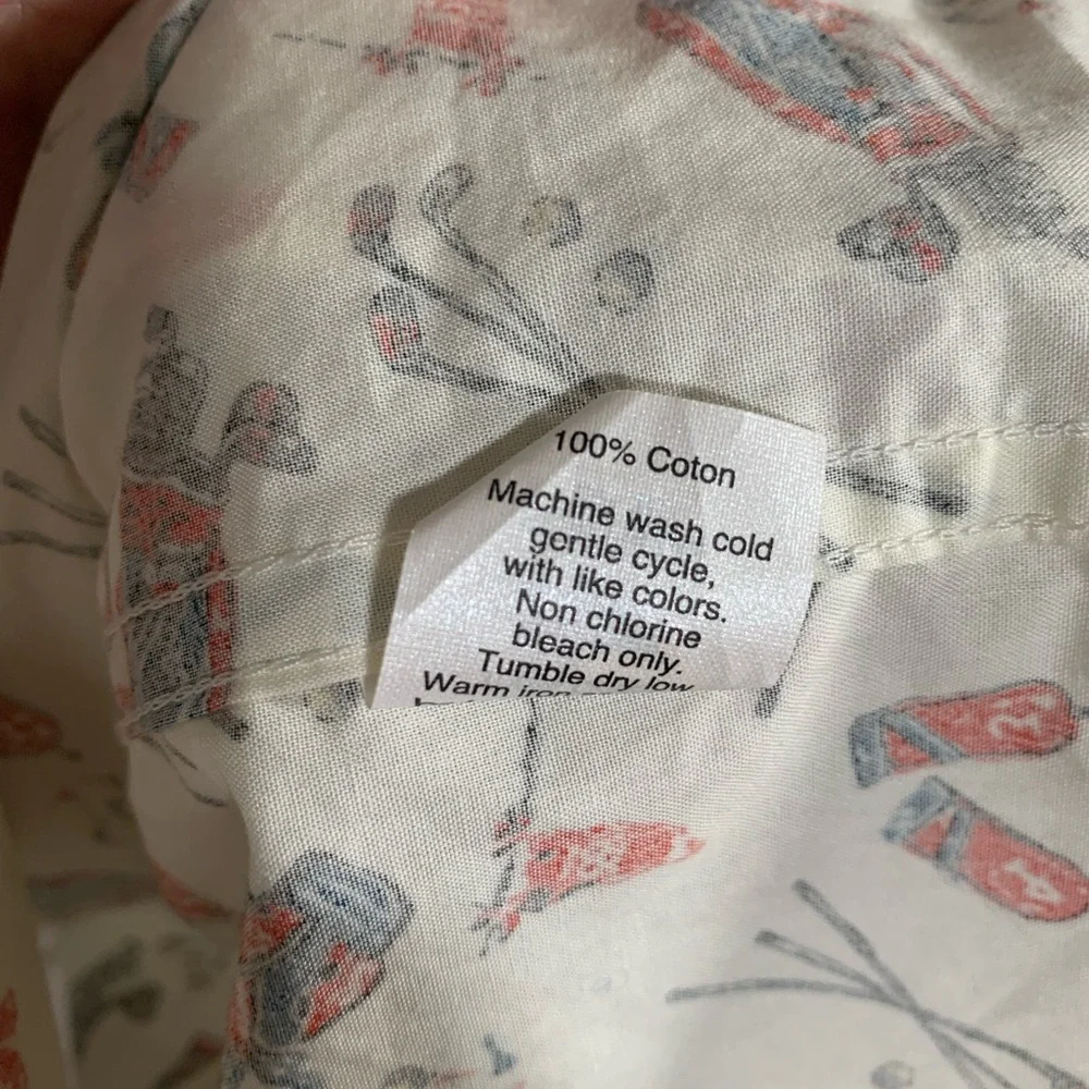 J.Crew Mens Short Sleeve Golf Print Button Down Cream Multi Size M Golf Prep